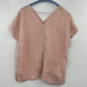 Garnet Hill Pink 100% Linen Blouse
